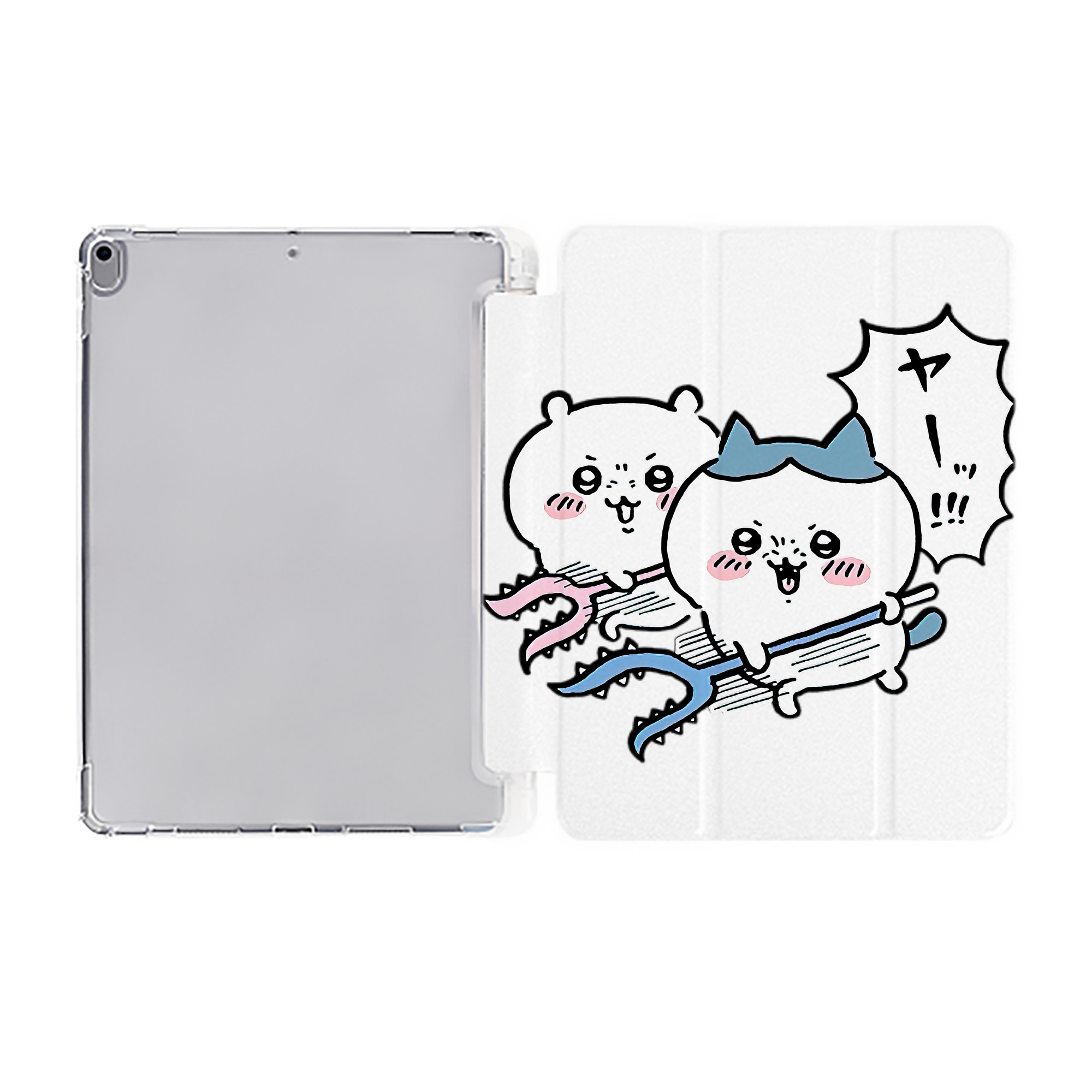 （画像用） ちいかわ ハチワレ Chii-kawa hachiware IPad ケース ペン収納付き 三つ折りスタンド PUレザー×シリコン 対応機種9.5/10.5/10.9インチ
